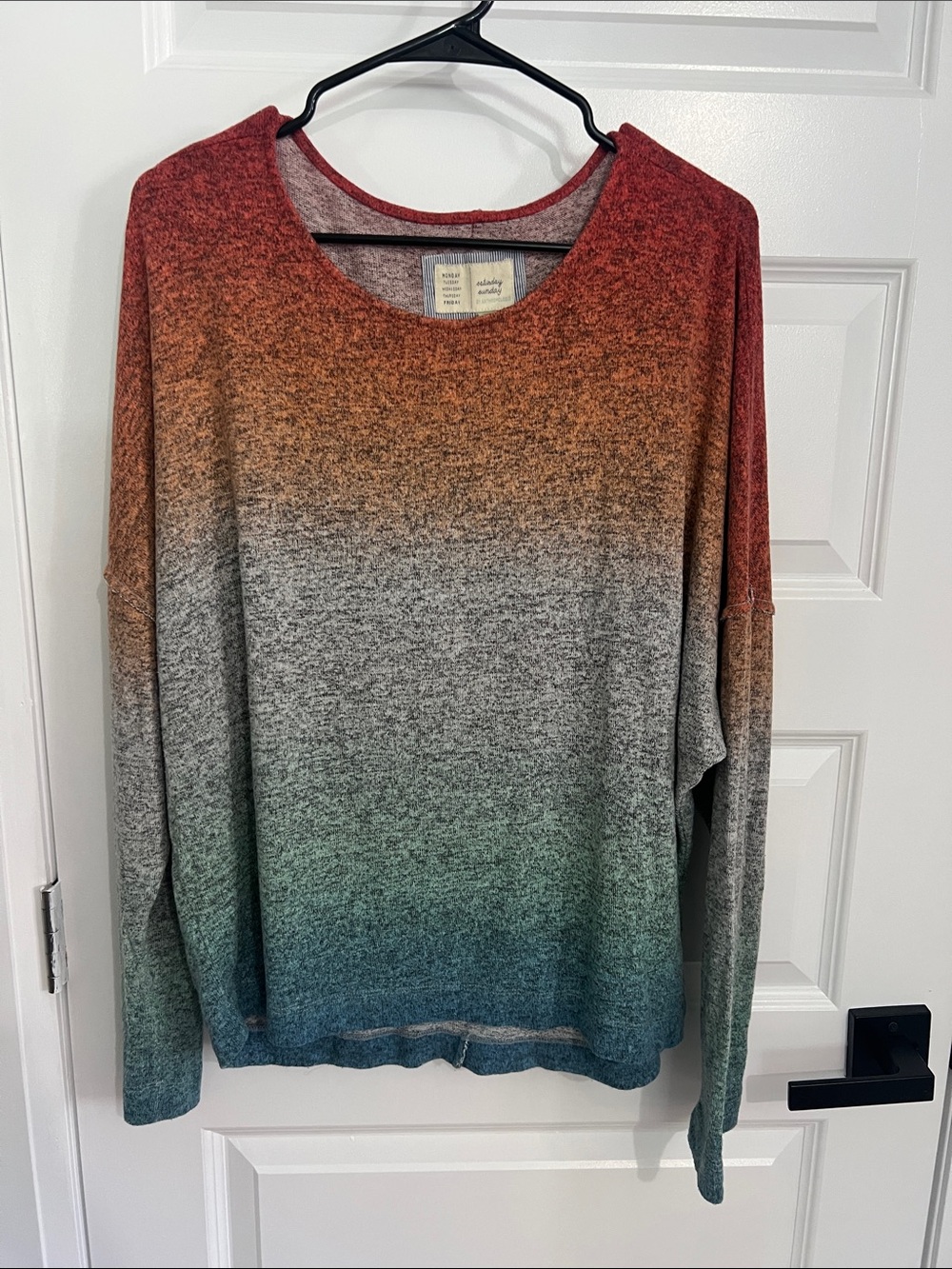 Saturday Sunday by Anthropologie Ombré Crewneck Sweatshirt in Rust, Gray & Teal